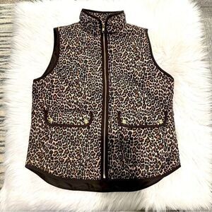 J. Crew | Leopard cheetah Vest Zip | Puffer Vest M